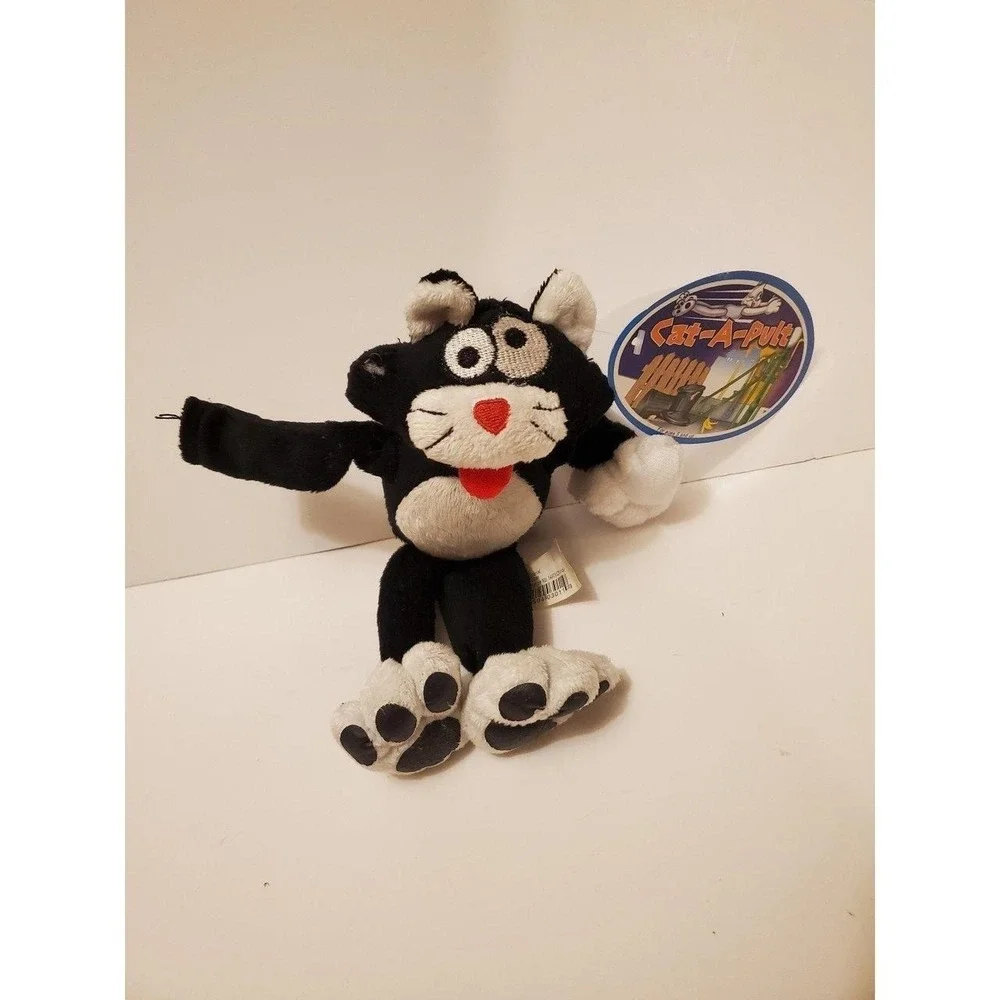 cat‎ a pult black and white cat plush catapult